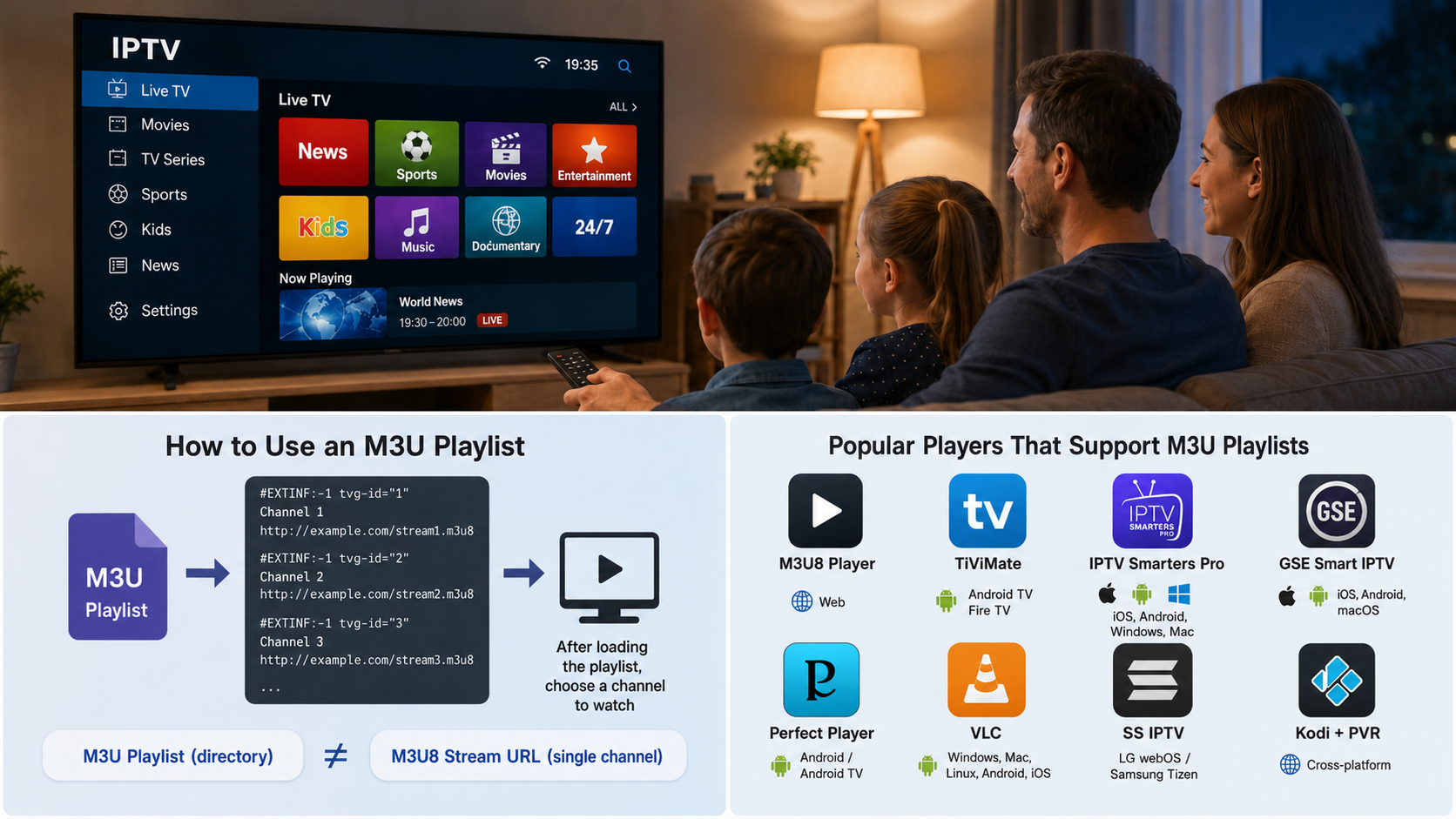 IPTV player comparison for M3U playlists